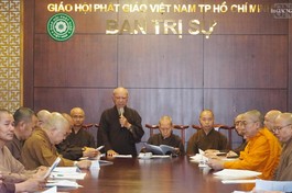Hòa thượng Thích Nhật Hỷ chủ trì buổi họp của Ban Hoằng pháp ngày 2-12-2022