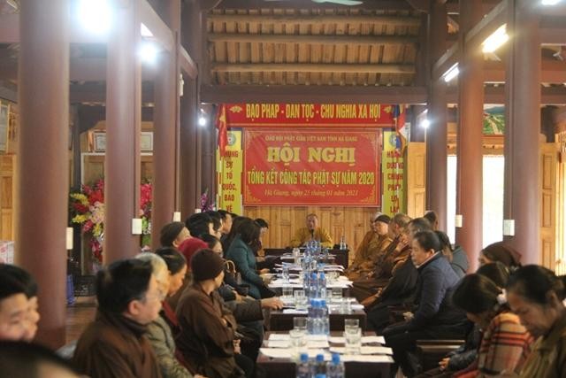 Quang cảnh tổng kết hội nghị tổng kết Phật sự năm 2020 tại Hà Giang