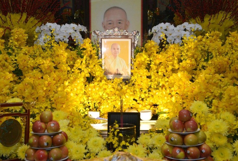 Chân dung Đại lão Hòa thượng Thích Minh Thông được tôn trí tại chùa Vĩnh Nghiêm (Q.3, TP.HCM) - Ảnh: Bảo Toàn/BGN