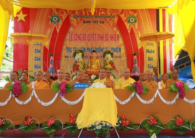 Ban Trị sự GHPGVN huyện Krông Pắc tổ chức lễ công bố quyết định bổ nhiệm niệm Phật đường Từ Nghiêm