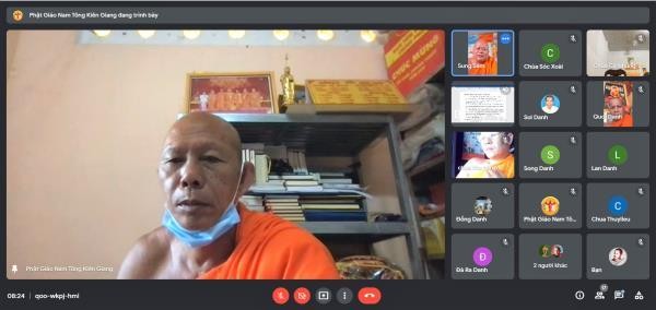 Hòa thượng Danh Đổng chủ trì họp trực tuyến của Thường trực Hội Đoàn kết Sư sãi yêu nước tỉnh Kiên Giang