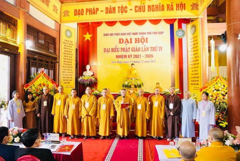 Tân Ban Trị sự Phật giáo TP.Tam Điệp nhiệm kỳ 2021-2026 ra mắt và phát biểu nhận nhiệm vụ tại đại hội