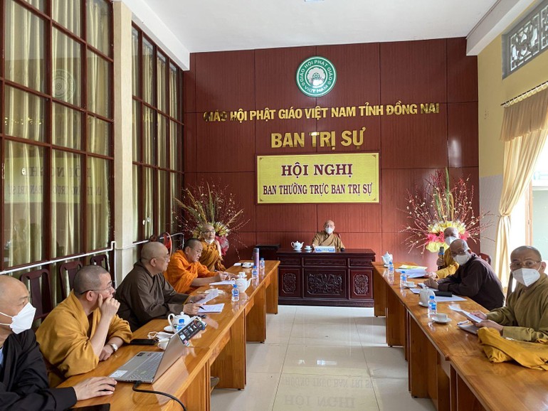 Quang cảnh buổi họp của Ban Thường trực Ban Trị sự Phật giáo tỉnh Đồng Nai