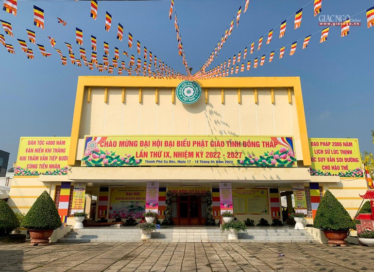 Hội trường Ủy ban MTTQVN TP.Sa Đéc, nơi diễn ra Đại hội đại biểu Phật giáo tỉnh Đồng Tháp lần IX