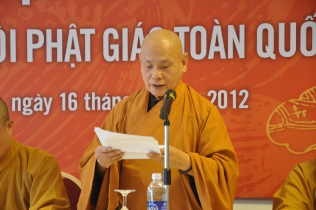 HT.Thích Thiện Nhơn tại buổi họp báo chiếu 16-11 ở Hà Nội